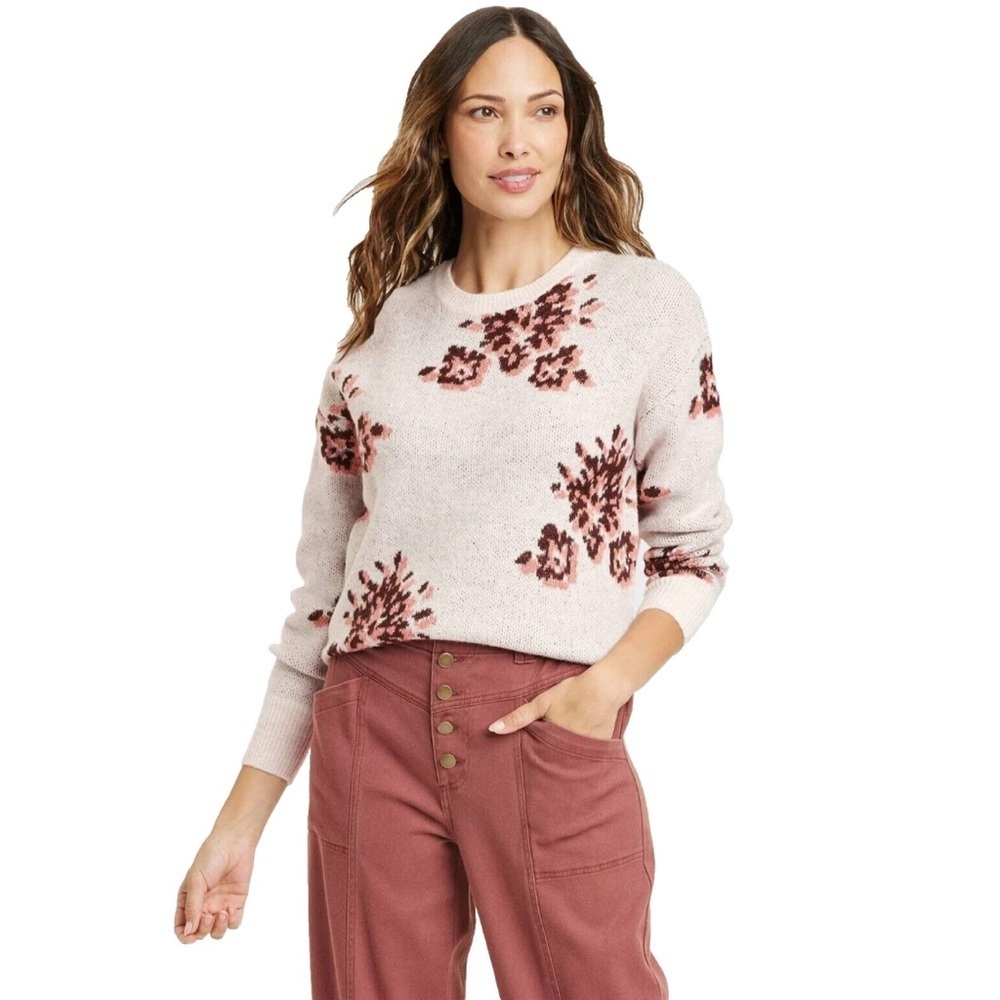 Floral Knit Women's Sweater M